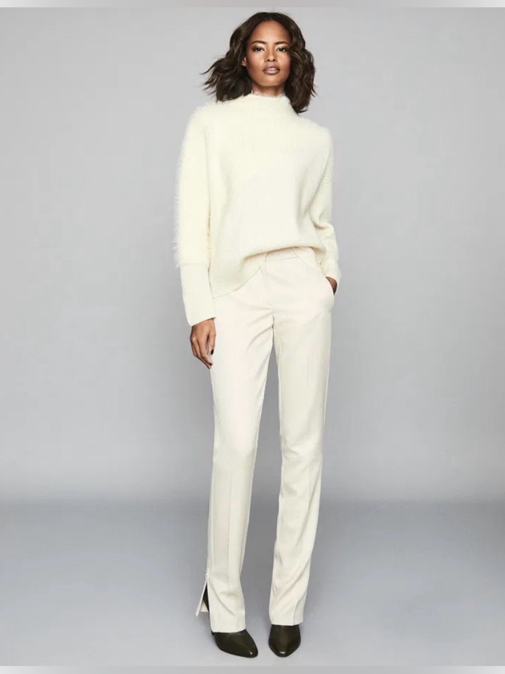 NWT REISS PAOLA NEUTRAL HUE TEXTURED WOOL/CASHMERE JUMPER SWEATER SIZE L - Picture 7 of 14